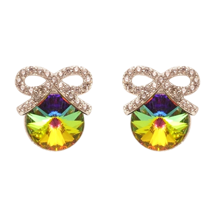 Серьги Xuping цвет Родий с кристаллами Swarovski пусеты Кристалл Vitrail Medium с бантом фото №18 Серьги Xuping цвет Родий с кристаллами Swarovski пусеты Кристалл Vitrail Medium с бантом фото №18