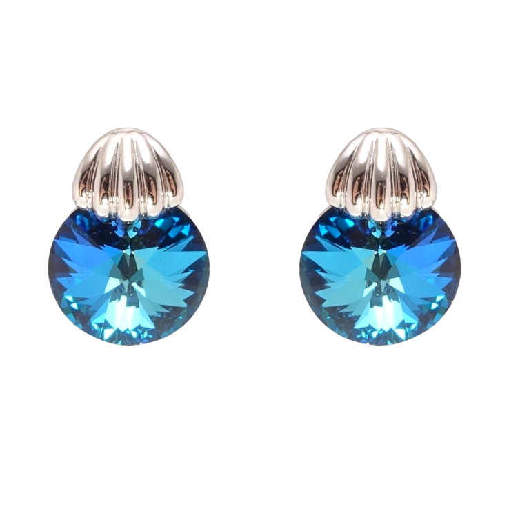 Сережки Xuping колір Родій з кристалами Swarovski пусети Кристал Metallic Blue з черепашкою фото №14 Сережки Xuping колір Родій з кристалами Swarovski пусети Кристал Metallic Blue з черепашкою фото №14