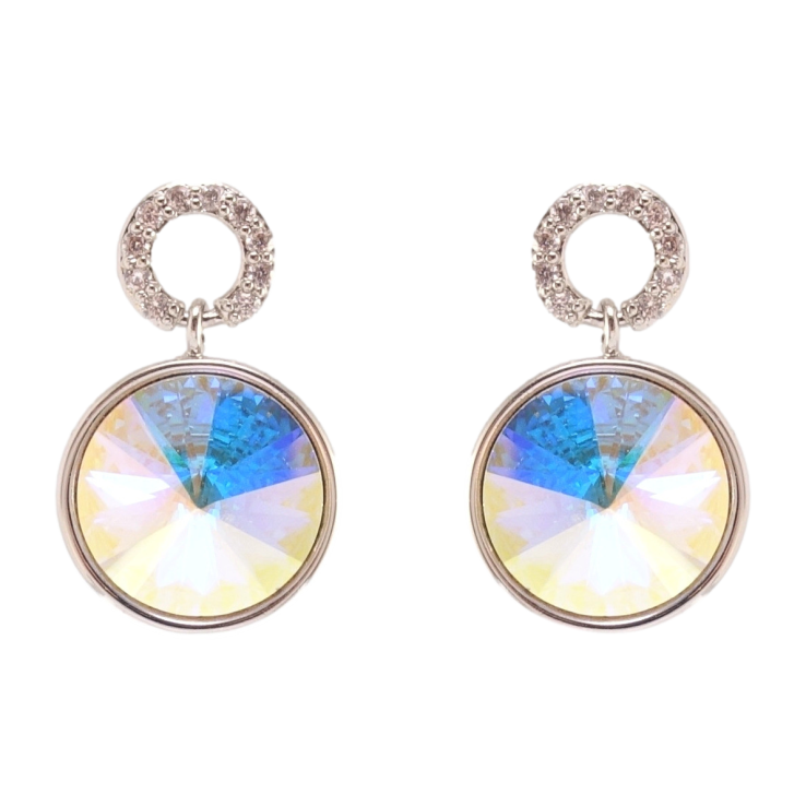 Сережки Xuping колір Родій з кристалами Swarovski пусети Кристал АВ на кільці ø 7мм та 12мм фото №21