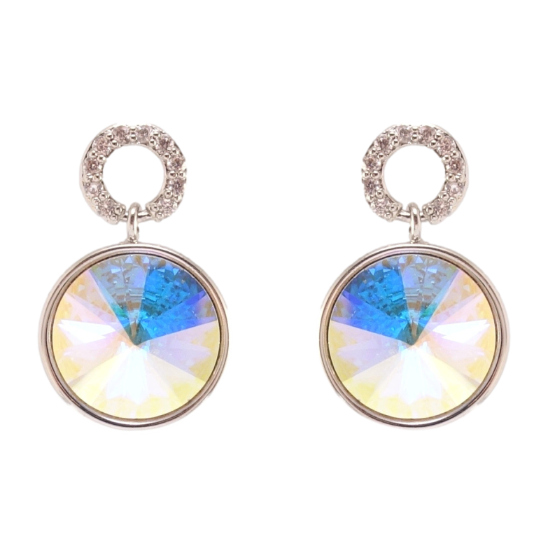 Сережки Xuping колір Родій з кристалами Swarovski пусети Кристал АВ на кільці ø 7мм та 12мм фото №1