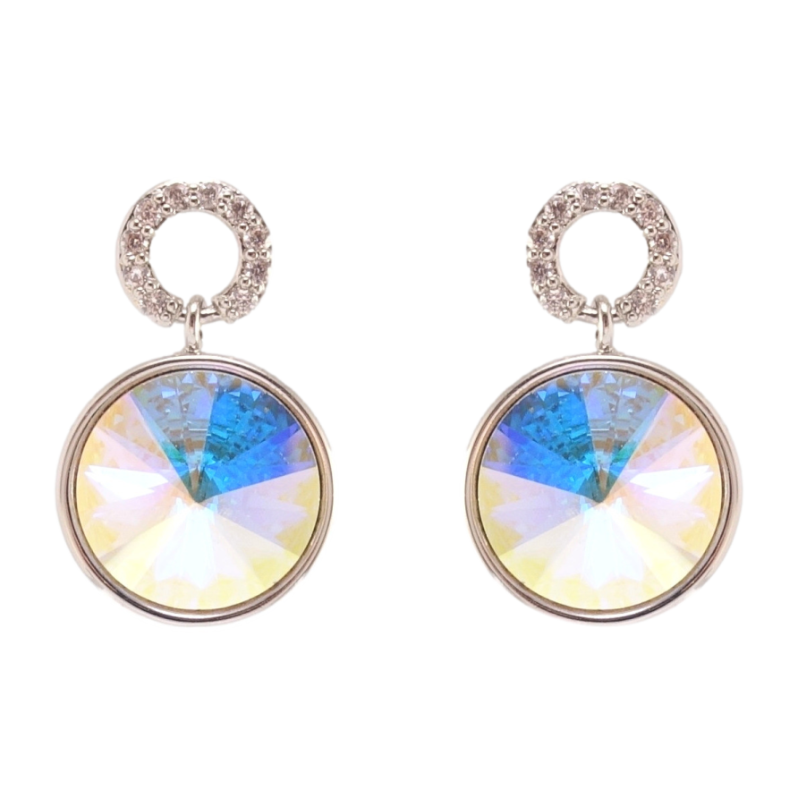 Сережки Xuping колір Родій з кристалами Swarovski пусети Кристал АВ на кільці ø 7мм та 12мм фото №1