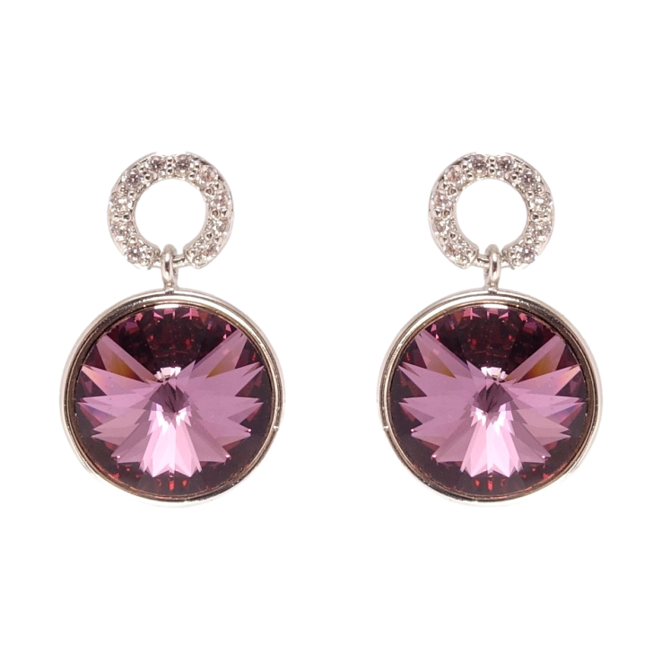 Серьги Xuping цвет Родий с кристаллами Swarovski пусеты Кристалл Amethyst на колечке кристаллов ø 7мм и 12мм фото №10