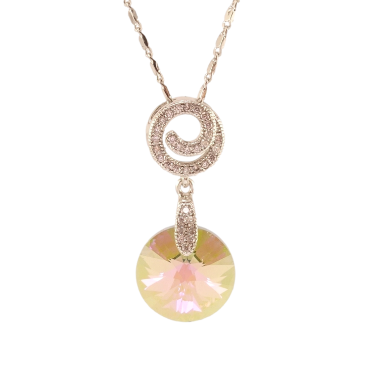 Кулон Xuping цвет Родий с кр-ми Swarovski на цепочке Кристалл Vitrail Light на спиральке длина 40-45см х 1мм фото №15