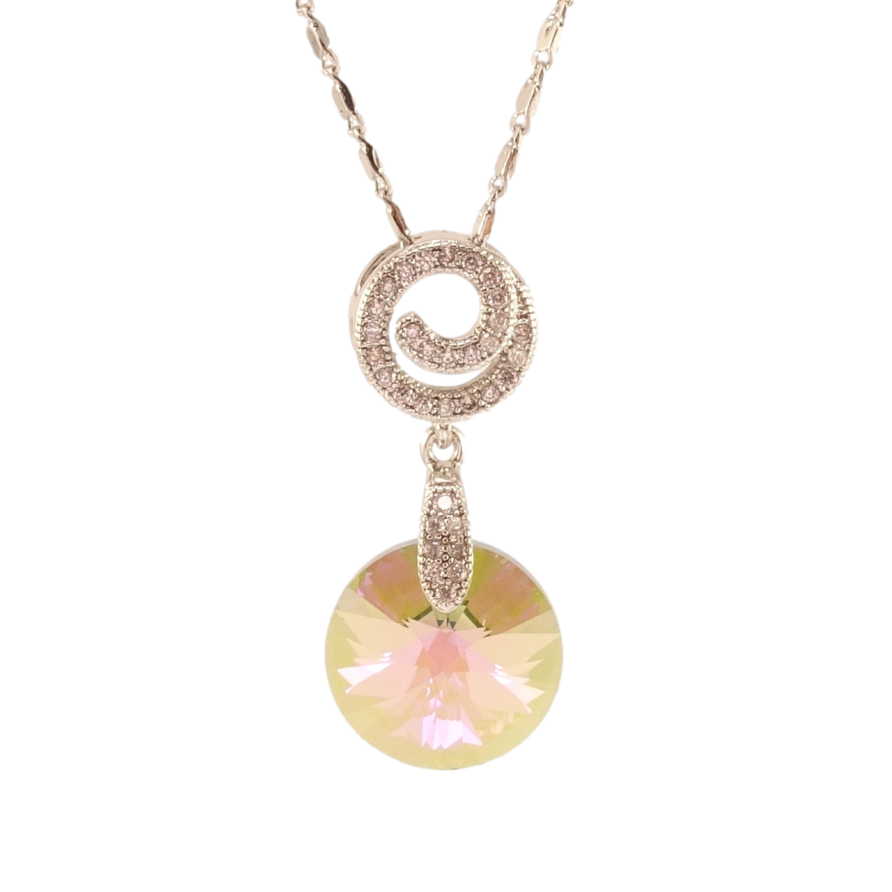 Кулон Xuping колір Родій з кр-ми Swarovski на ланцюжку Кристал Vitrail Light на спіральці довжина 40-45см х 1мм фото №1 Кулон Xuping колір Родій з кр-ми Swarovski на ланцюжку Кристал Vitrail Light на спіральці довжина 40-45см х 1мм фото №1