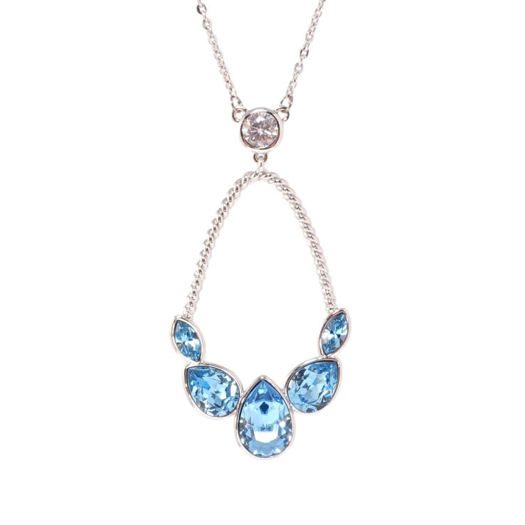 Кулон Xuping колір Родій з кр-ми Swarovski на ланцюжку Витончена підвіска з кристалами Aquamarine довжина 46-51см х фото №14