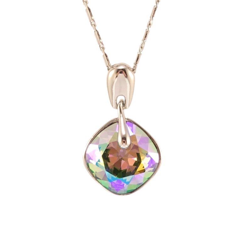 Кулон Xuping цвет Родий с кр-ми Swarovski на цепочке Кристалл Erinite Shimmer длина 41-46см х 2мм фото №3 Кулон Xuping цвет Родий с кр-ми Swarovski на цепочке Кристалл Erinite Shimmer длина 41-46см х 2мм фото №3