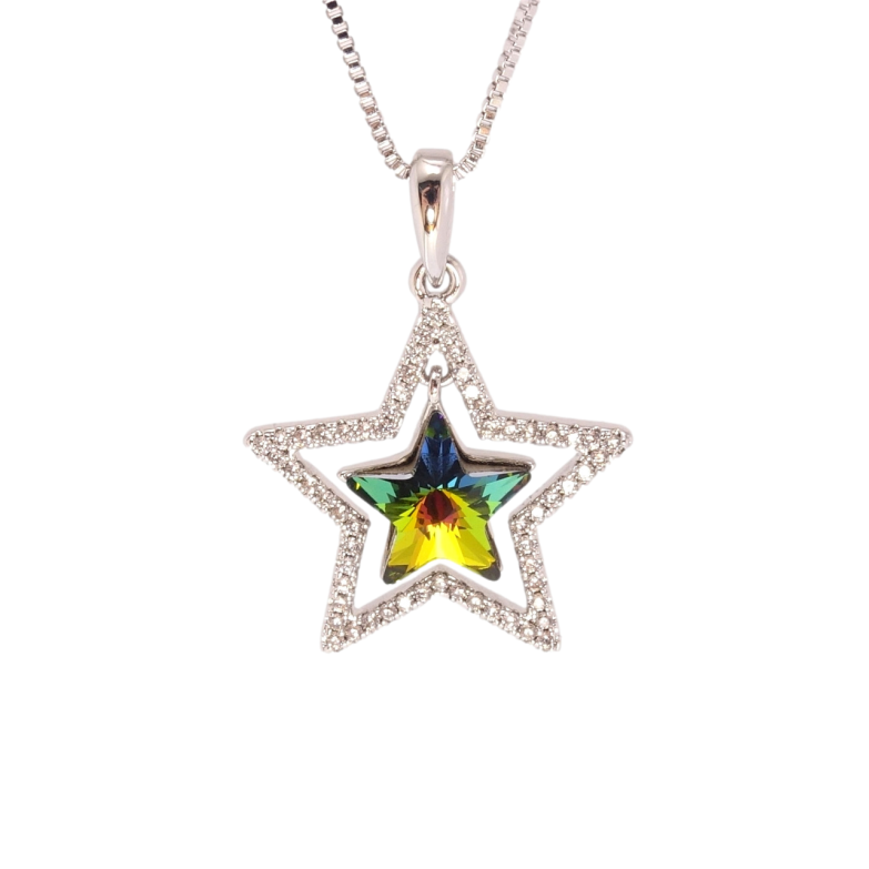 Кулон Xuping цвет Родий с кр-ми Swarovski на цепочке Звезда с кристаллом Vitrail Medi длина 40-45см х фото №1