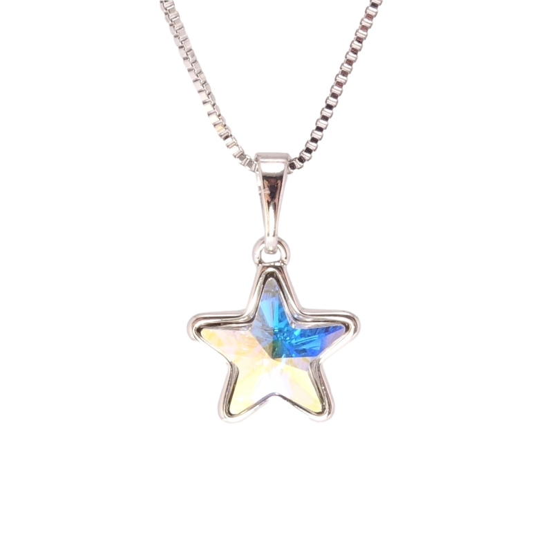 Кулон Xuping колір Родій з кр-ми Swarovski на ланцюжку Кристальна зірка АВ довжина 39-44см х 1мм фото №1