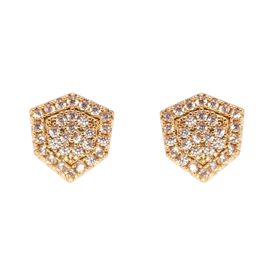 Серьги Xuping Позолота 18K пусеты Шестиугольники с инкрустацией цирконием фото №1