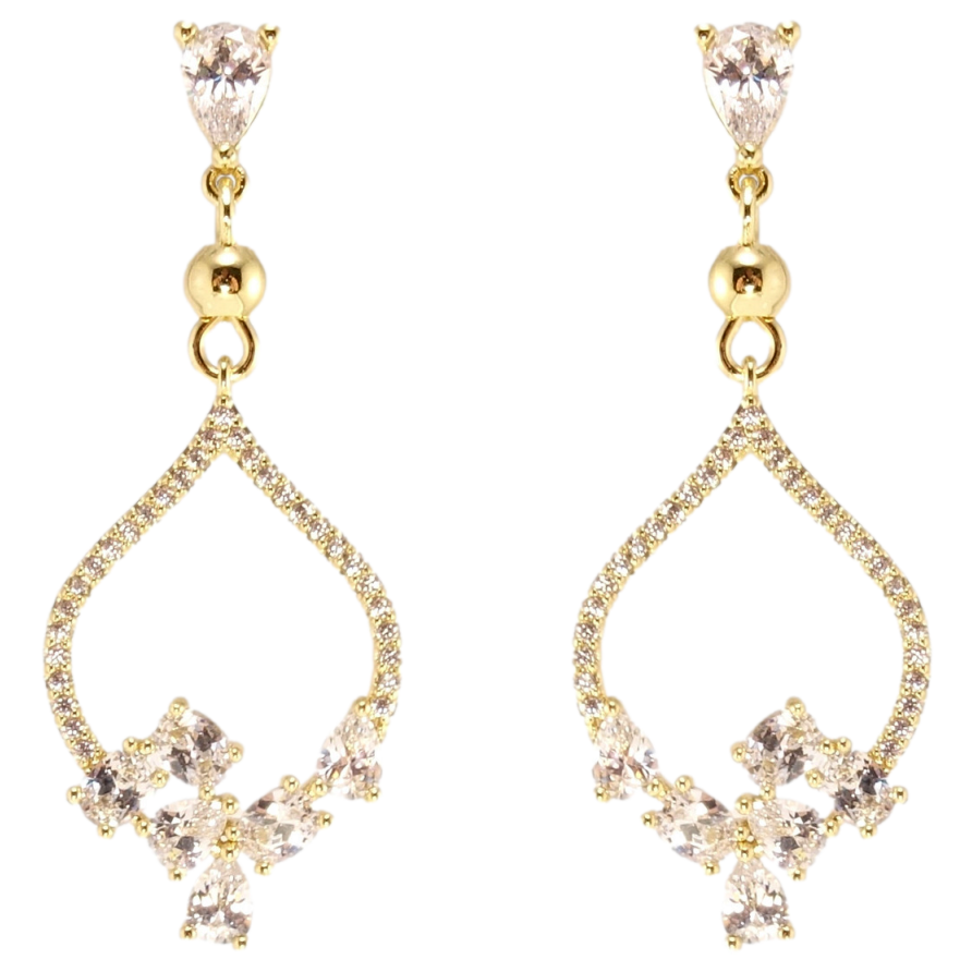 Сережки Xuping QQMM Позолота 14K пусети Елегантні підвіски з цирконієм фото №1 Сережки Xuping QQMM Позолота 14K пусети Елегантні підвіски з цирконієм фото №1