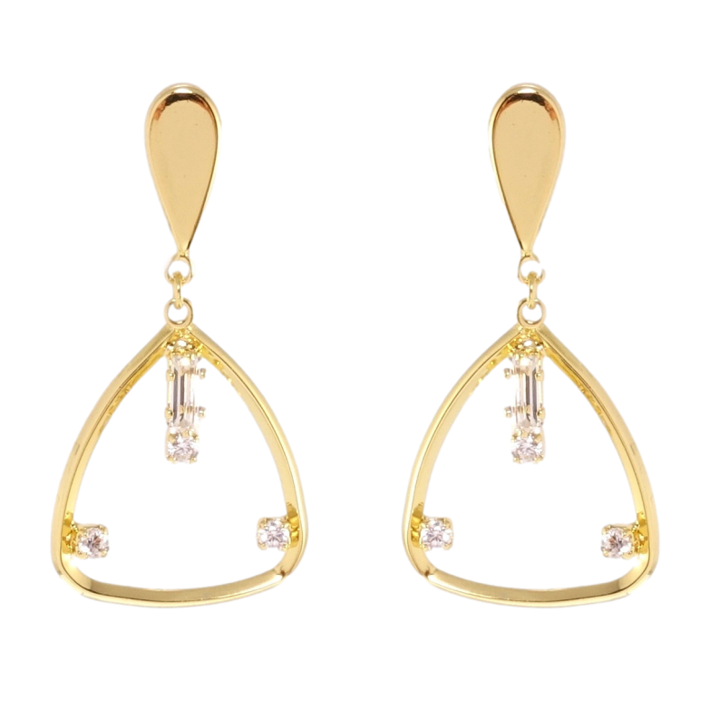 Сережки Xuping QQMM Позолота 14K пусети Декоративні трикутники фото №1 Сережки Xuping QQMM Позолота 14K пусети Декоративні трикутники фото №1