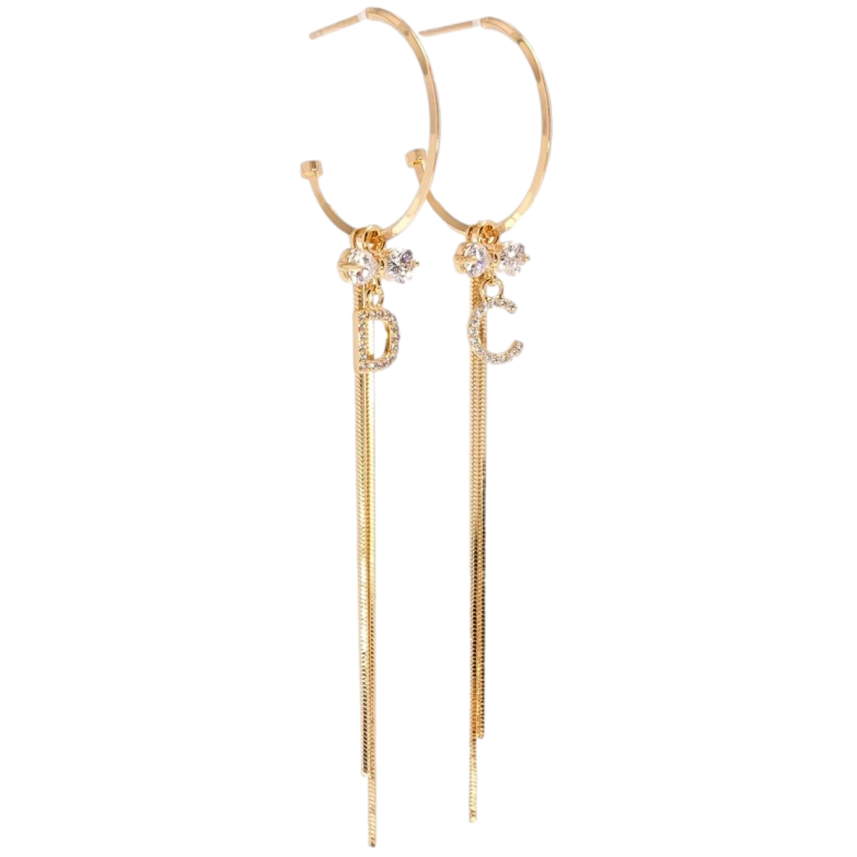 Сережки Xuping QQMM Позолота 18K пусети Декоративні підвіски з літерами та ланцюжками фото №1