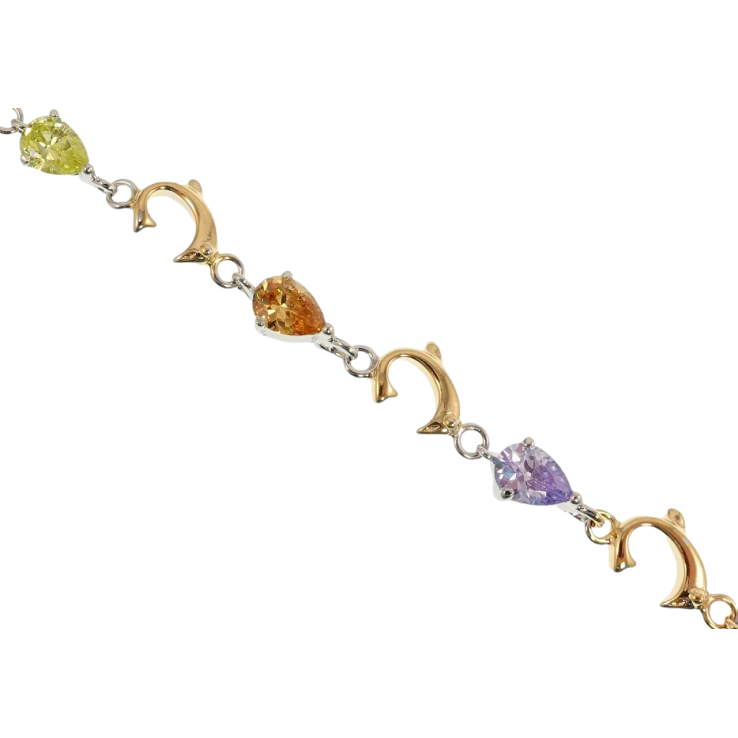 Браслет Xuping Позолота + Родий Дельфины с разноцветными кристаллами длина 17.5см х 6-8мм фото №12