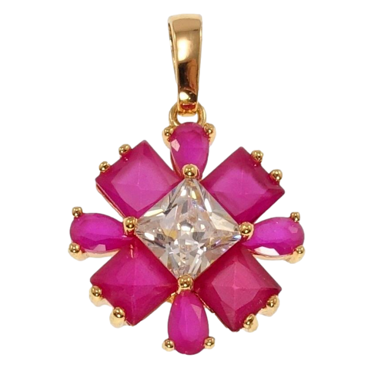Кулон Xuping Позолота 18K Декоративна квітка з рожевих кристалів для ланцюжка до 5мм фото №5 Кулон Xuping Позолота 18K Декоративна квітка з рожевих кристалів для ланцюжка до 5мм фото №5