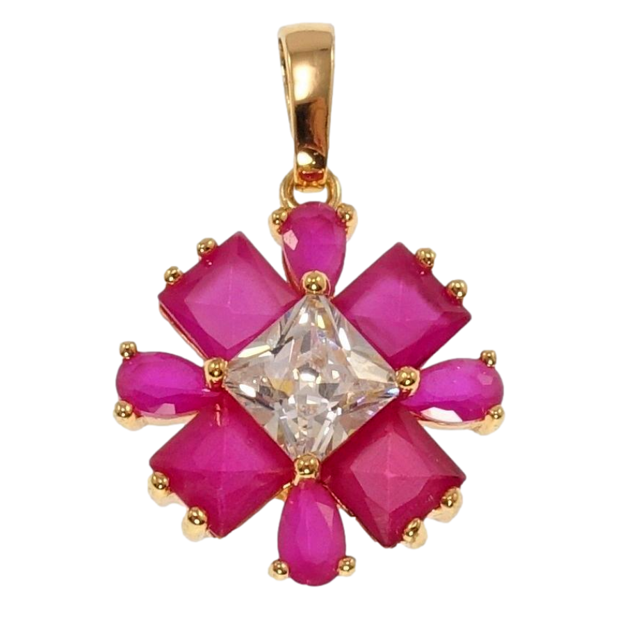 Кулон Xuping Позолота 18K Декоративна квітка з рожевих кристалів для ланцюжка до 5мм фото №1