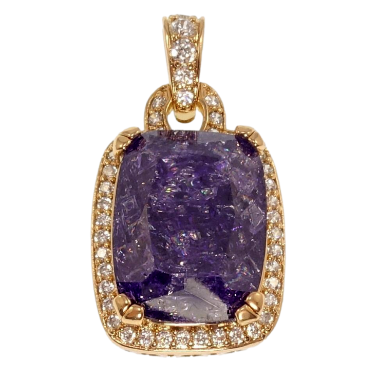 Кулон Xuping Позолота 18K Бузковий кристал в обрамленні цирконію, 23х19мм для ланцюжка до 5мм фото №8 Кулон Xuping Позолота 18K Бузковий кристал в обрамленні цирконію, 23х19мм для ланцюжка до 5мм фото №8