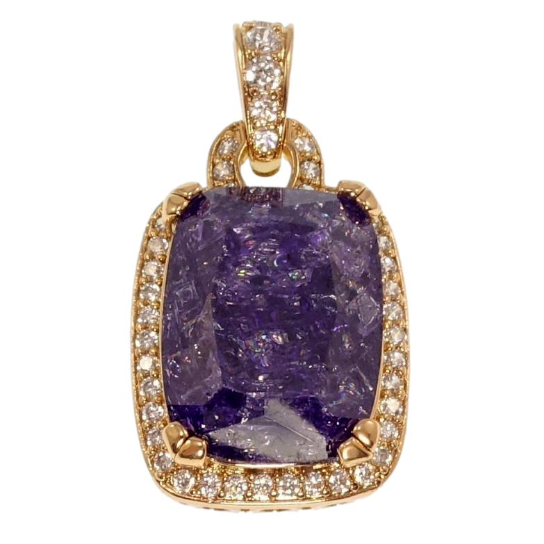 Кулон Xuping Позолота 18K Бузковий кристал в обрамленні цирконію, 23х19мм для ланцюжка до 5мм фото №1 Кулон Xuping Позолота 18K Бузковий кристал в обрамленні цирконію, 23х19мм для ланцюжка до 5мм фото №1