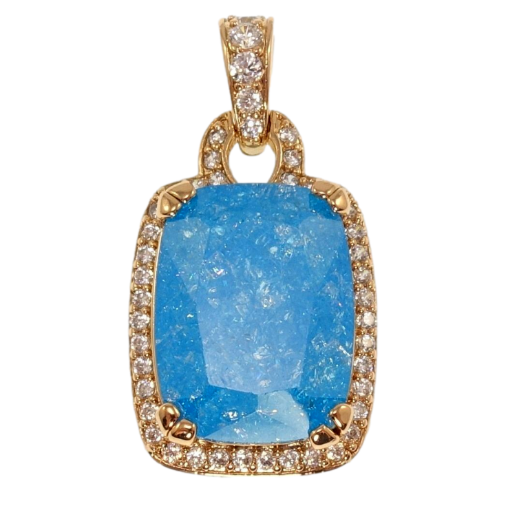 Кулон Xuping Позолота 18K Блакитний кристал в обрамленні цирконію, 23х19мм для ланцюжка до 5мм фото №9 Кулон Xuping Позолота 18K Блакитний кристал в обрамленні цирконію, 23х19мм для ланцюжка до 5мм фото №9