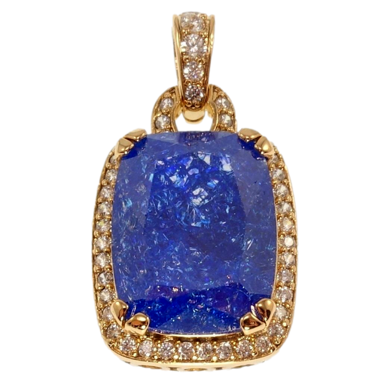 Кулон Xuping Позолота 18K Синій кристал в обрамленні цирконію, 23х19мм для ланцюжка до 5мм фото №1 Кулон Xuping Позолота 18K Синій кристал в обрамленні цирконію, 23х19мм для ланцюжка до 5мм фото №1