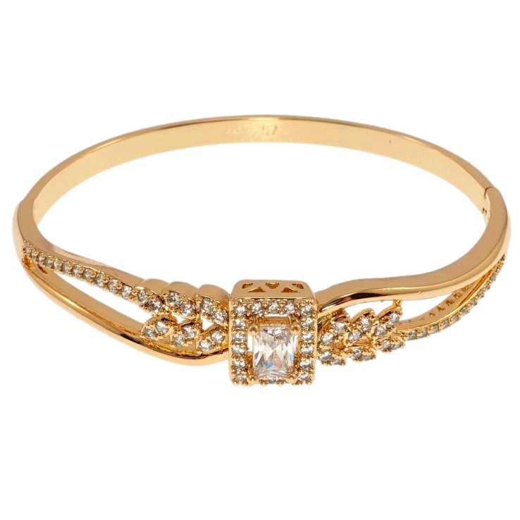 Браслет Xuping Позолота 18K Растительный орнамент с цирконием ø 5,7см фото №7 Браслет Xuping Позолота 18K Растительный орнамент с цирконием ø 5,7см фото №7