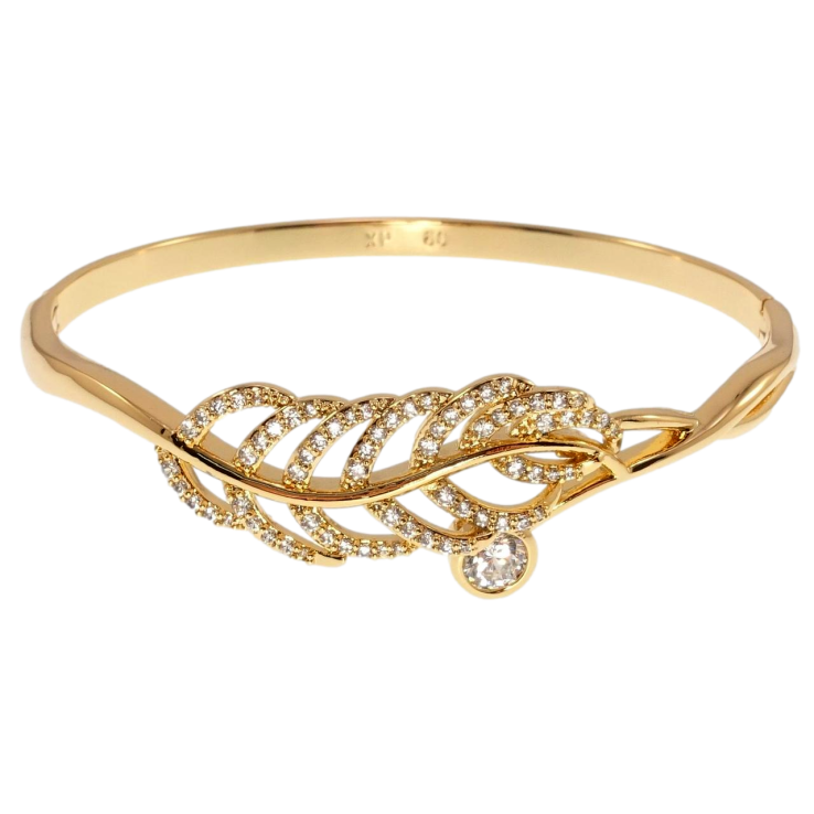 Браслет Xuping Позолота 18K Перо с цирконием ø 6см фото №10 Браслет Xuping Позолота 18K Перо с цирконием ø 6см фото №10