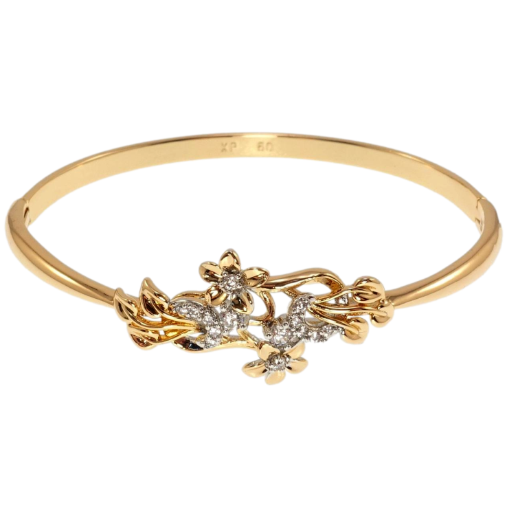 Браслет Xuping Позолота + Родий Цветочный орнамент с цирконием ø 6см фото №22 Браслет Xuping Позолота + Родий Цветочный орнамент с цирконием ø 6см фото №22