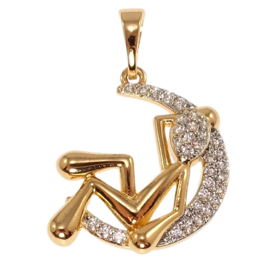 Кулон Xuping Позолота + Родий Человечек на месяце для цепочки до 5мм фото №1