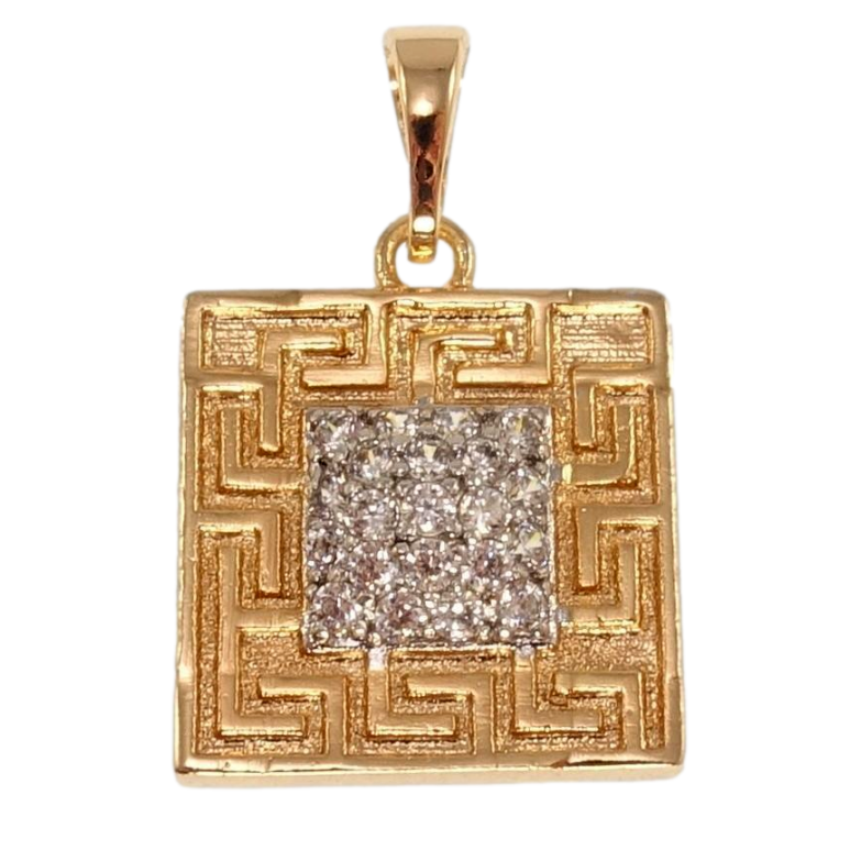 Кулон Xuping Позолота + Родій Декоративна підвіска меандровий візерунок з цирконієм для ланцюжка до 5мм фото №3