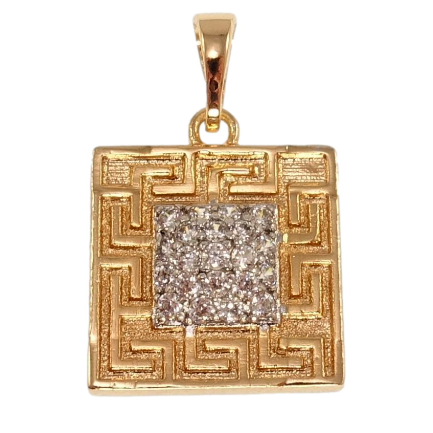 Кулон Xuping Позолота + Родій Декоративна підвіска меандровий візерунок з цирконієм для ланцюжка до 5мм фото №1