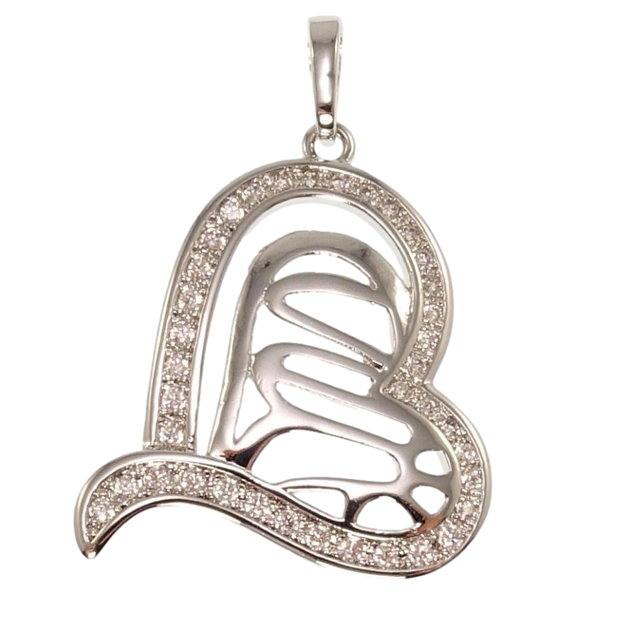 Кулон Xuping Родий Декоративное сердце с цирконием для цепочки до 5мм фото №1 Кулон Xuping Родий Декоративное сердце с цирконием для цепочки до 5мм фото №1