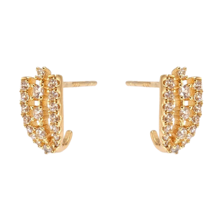 Серьги Xuping Позолота 18K пусеты Дуги из дорожек циркония фото №19