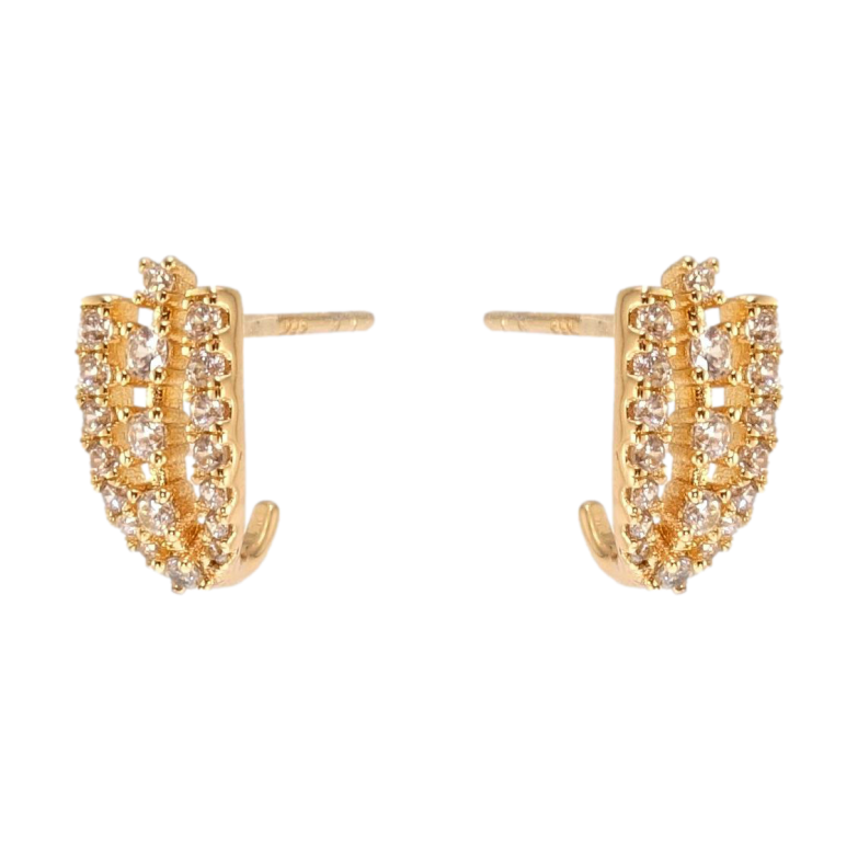 Серьги Xuping Позолота 18K пусеты Дуги из дорожек циркония фото №1