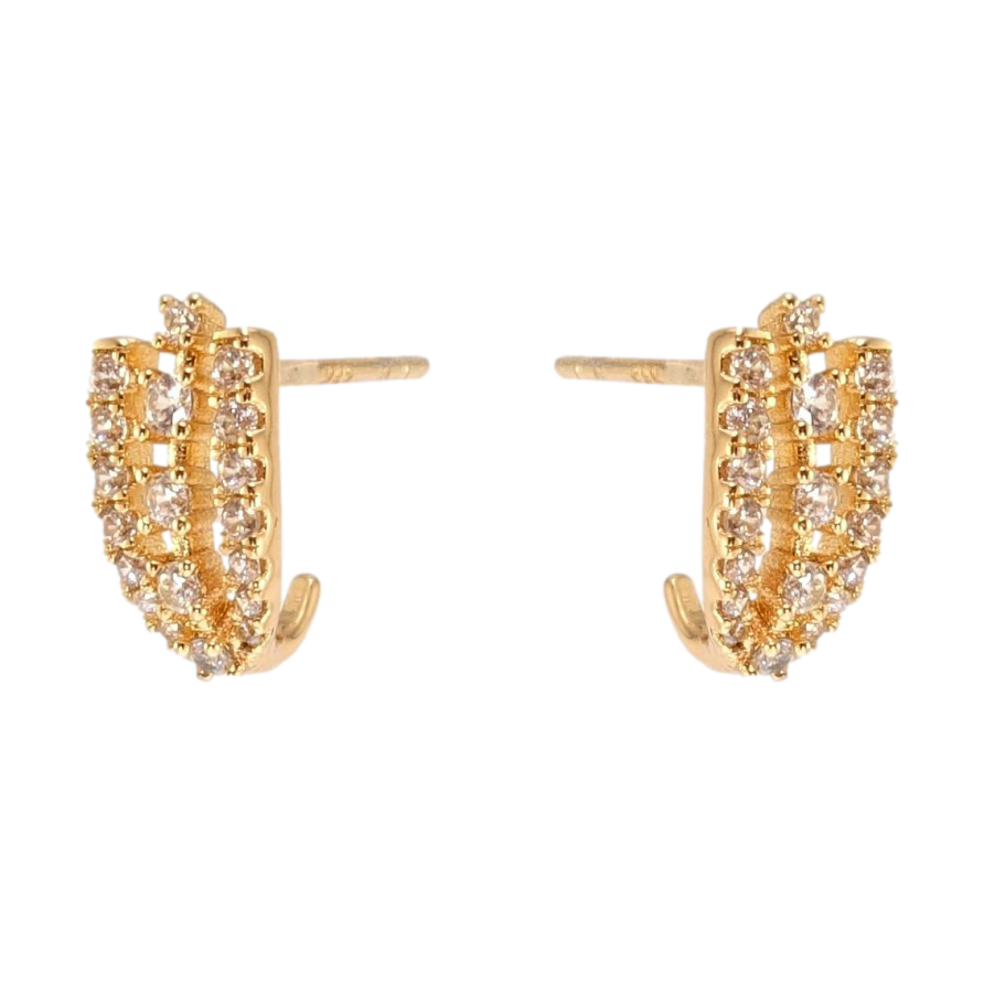 Сережки Xuping Позолота 18K пусети Дуги з доріжок цирконію фото №1 Сережки Xuping Позолота 18K пусети Дуги з доріжок цирконію фото №1