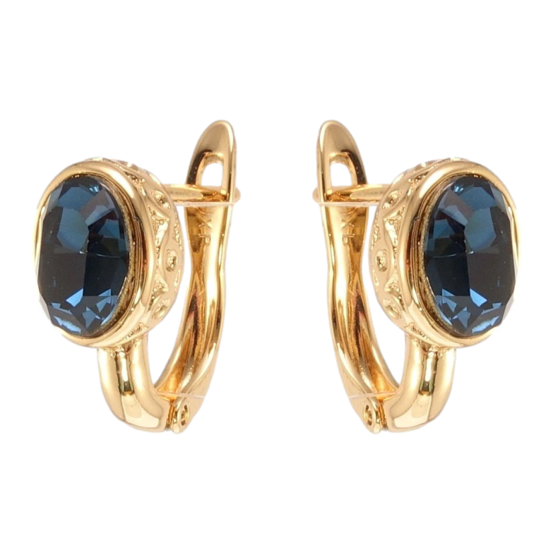 Сережки Xuping колір 18K з кристалами Swarovski англійський замок Кристал Montana в оправі з візерунком фото №1