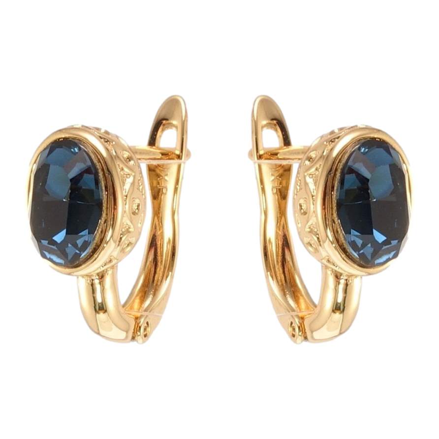 Серьги Xuping цвет 18K с кристаллами Swarovski английский замок Кристалл Montana в оправе с узором фото №1