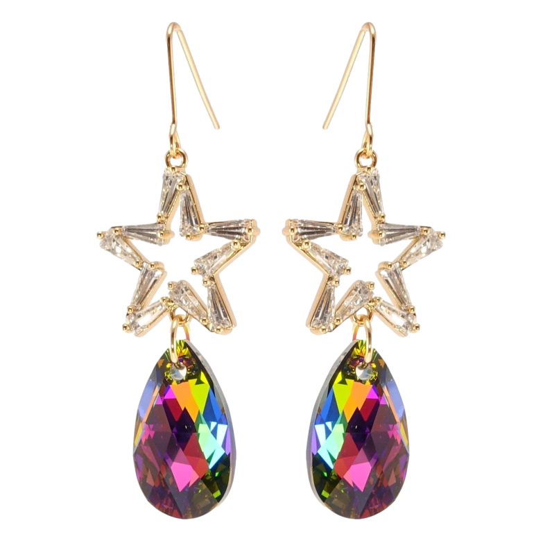 Серьги Xuping цвет 18K с кристаллами Swarovski французский замок Звезды с кристаллами Vitrail Medium фото №1