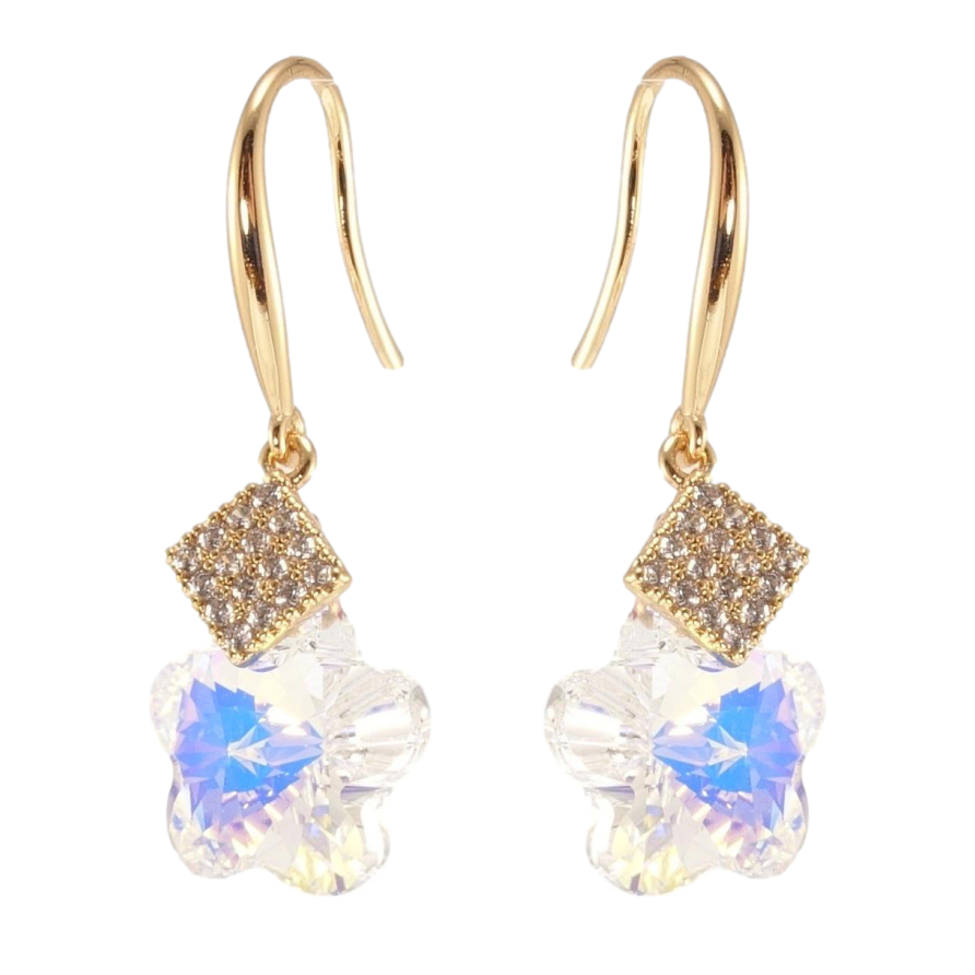 Серьги Xuping цвет 18K с кристаллами Swarovski французский замок Кристальные цветочки Shimmer с ромбами фото №1 Серьги Xuping цвет 18K с кристаллами Swarovski французский замок Кристальные цветочки Shimmer с ромбами фото №1