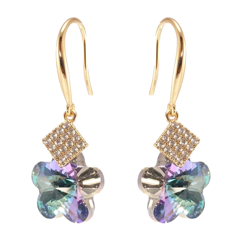 Серьги Xuping цвет 18K с кристаллами Swarovski французский замок Кристальные цветочки Paradise Shine с фото №1