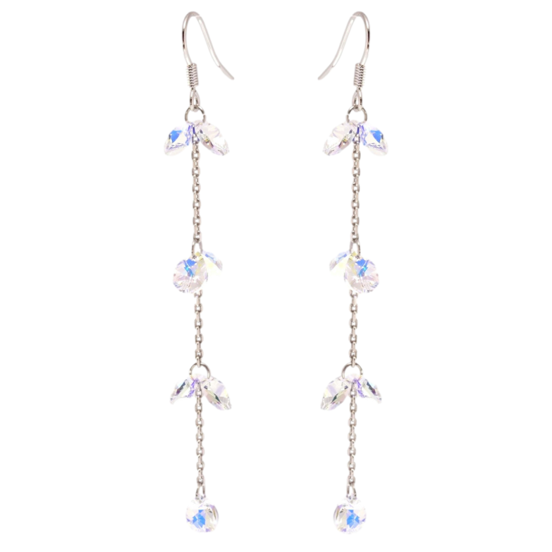 Серьги Xuping цвет Родий с кристаллами Swarovski французский замок Кристаллы Shimmer на цепочке фото №1