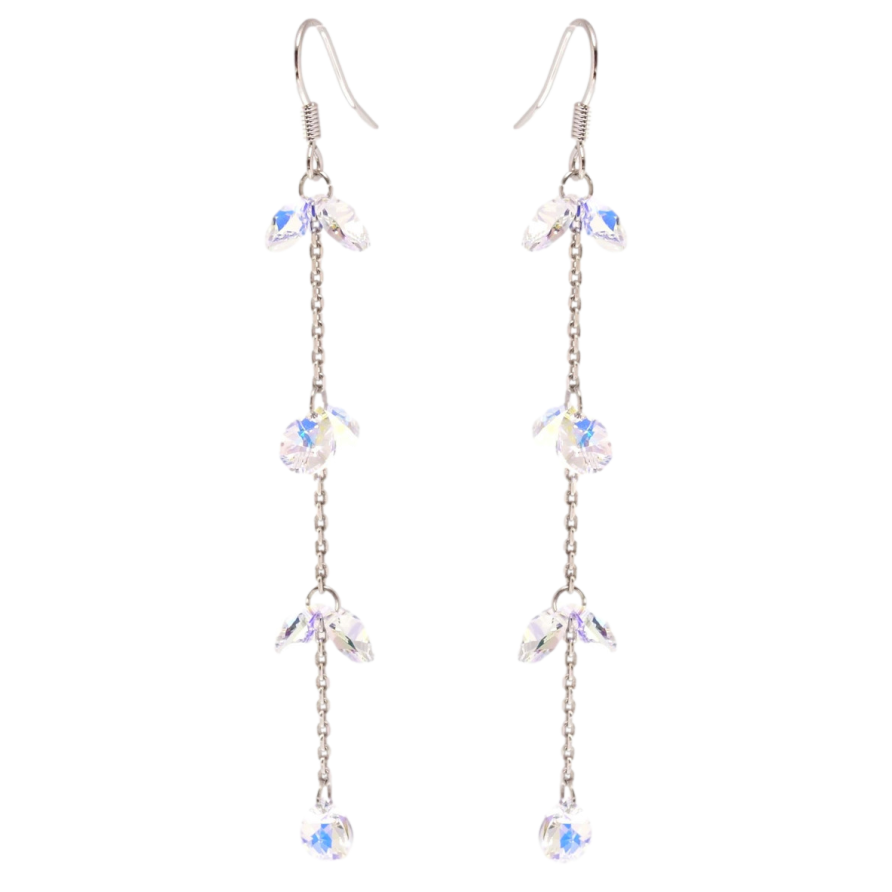 Серьги Xuping цвет Родий с кристаллами Swarovski французский замок Кристаллы Shimmer на цепочке фото №1