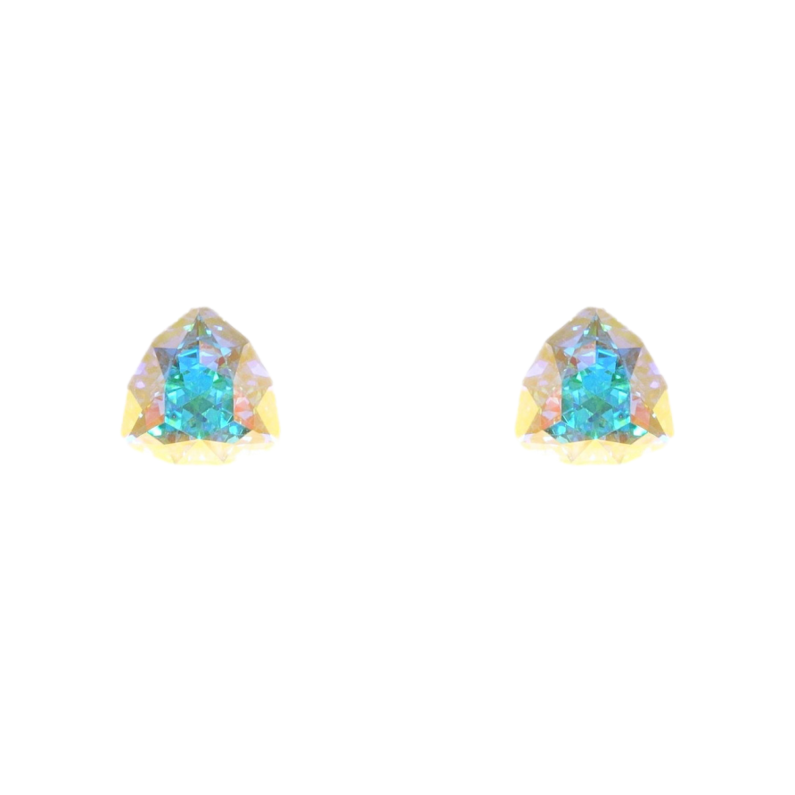 Сережки Xuping колір Родій з кристалами Swarovski пусети Трикутні кристали AB 7х7мм фото №1