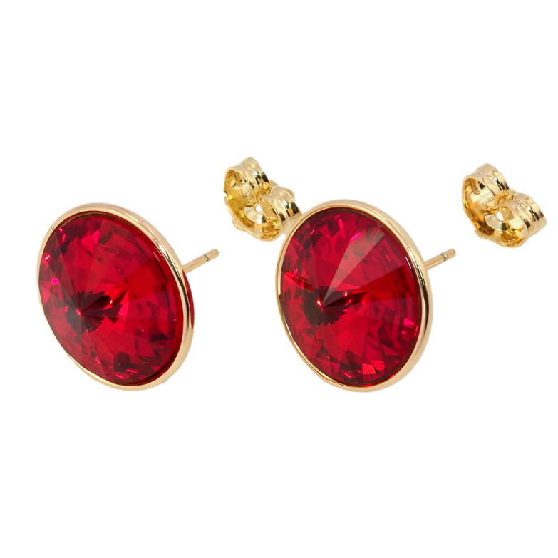 Серьги Xuping цвет 18K с кристаллами Swarovski пусеты Кристаллы Light Siam ø 16мм фото №1