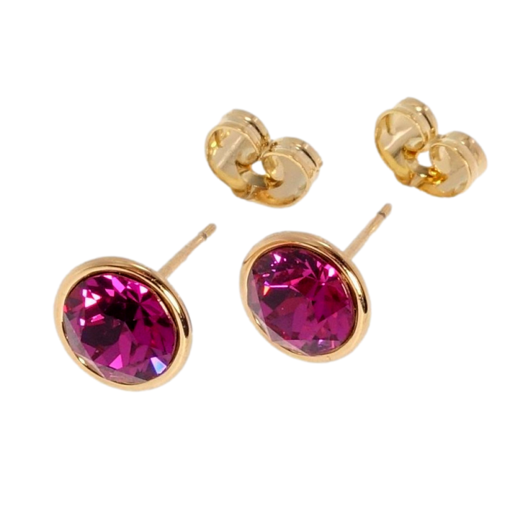 Сережки Xuping колір 18K з кристалами Swarovski пусети Кристали Ruby ø 9мм фото №2
