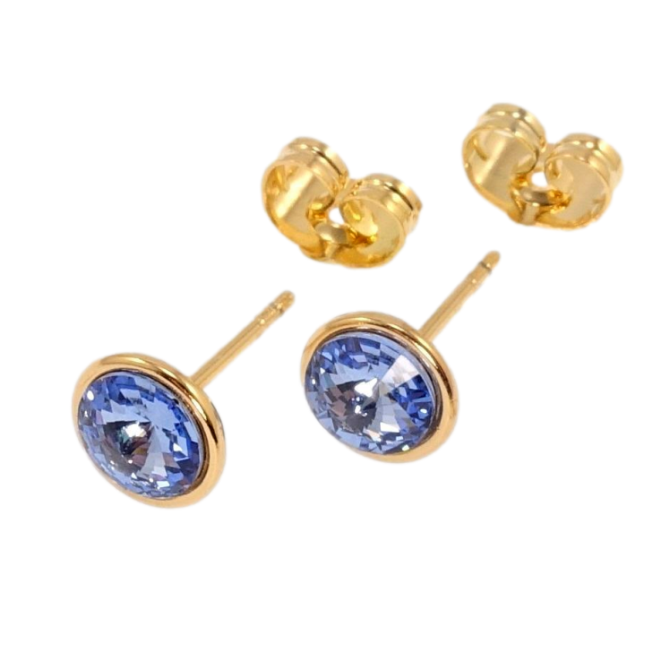 Серьги Xuping цвет 18K с кристаллами Swarovski пусеты Кристаллы Sapphire ø 8мм фото №7