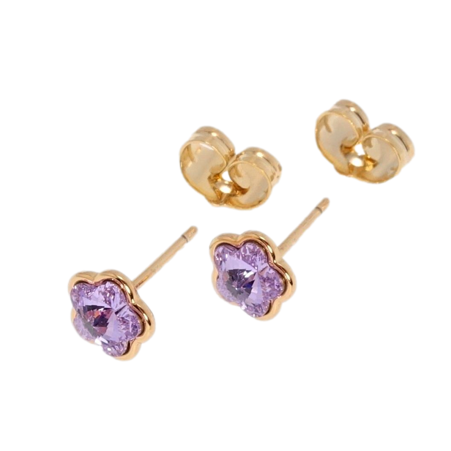 Сережки Xuping колір 18K з кристалами Swarovski пусети Квіточки Provence Lavender фото №1