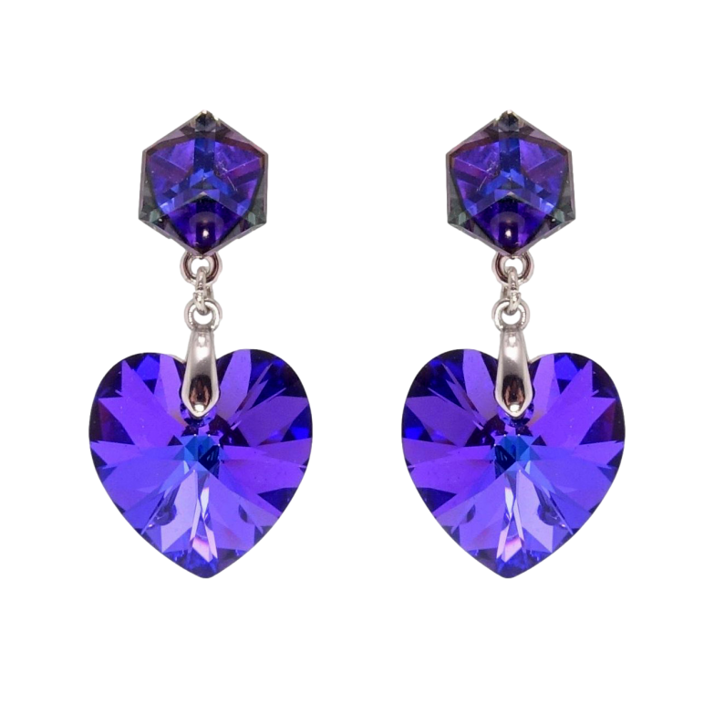 Сережки Xuping колір Родій з кристалами Swarovski пусети Серця кр-ми на кубах Majestic Blue фото №1