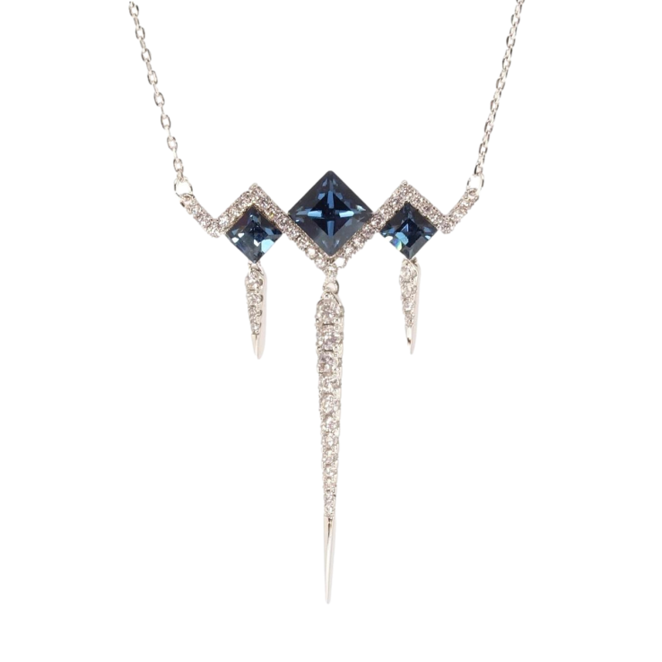 Кулон Xuping колір Родій з кр-ми Swarovski на ланцюжку Ромби з кр-ми Montana довжина 45-50см х 1мм фото №16