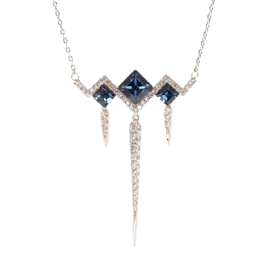 Кулон Xuping колір Родій з кр-ми Swarovski на ланцюжку Ромби з кр-ми Montana довжина 45-50см х 1мм фото №1