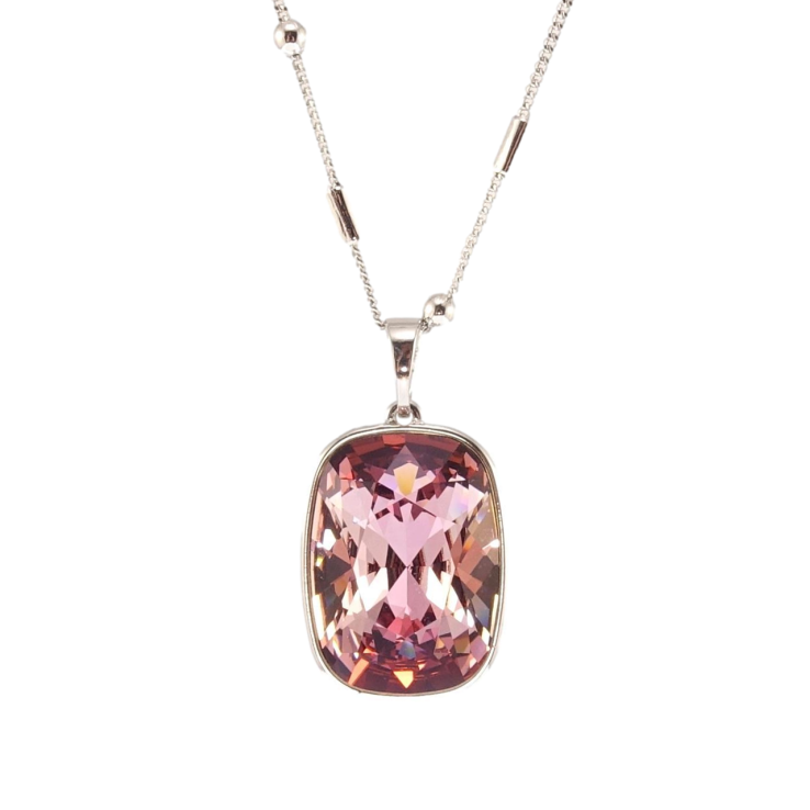 Кулон Xuping колір Родій з кр-ми Swarovski на ланцюжку Кристал Rose довжина 45,5-50,5см х 1мм, к. 20х15мм фото №21