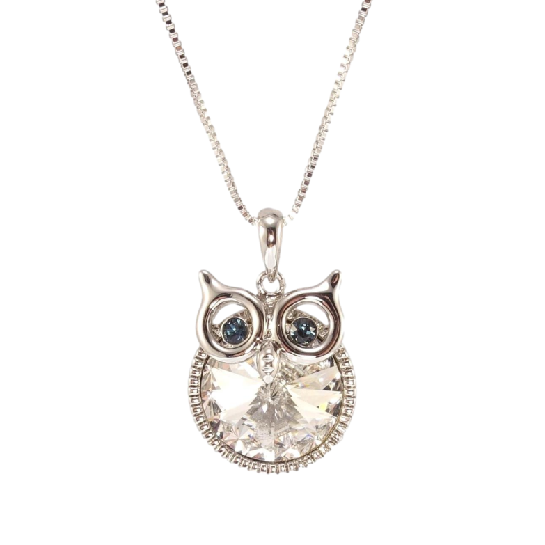 Кулон Xuping цвет Родий с кр-ми Swarovski на цепочке Сова с кр-ми Clear и Montana дл.45см х 1мм фото №1